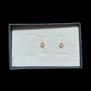 Dainty 14k Gold Pink Flower Stud Earrings